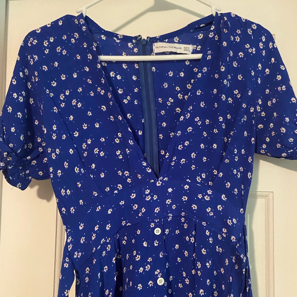 Faithfull the Brand Midi Blue Floral Dress